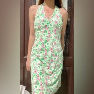 Floral Green and Pink Dress